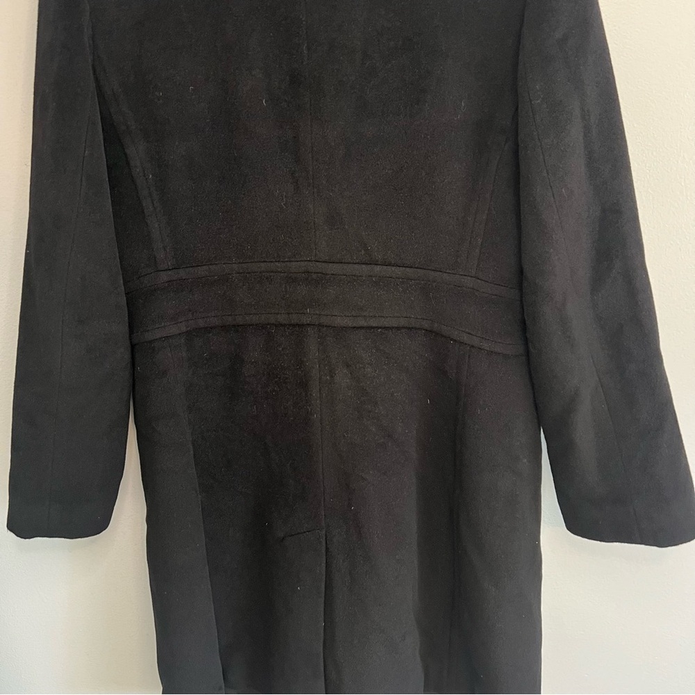 Mantello Womens Wool Angora Blend Pea Coat Dress Coat Jacket Black Sz 10 Classic - Picture 5 of 12